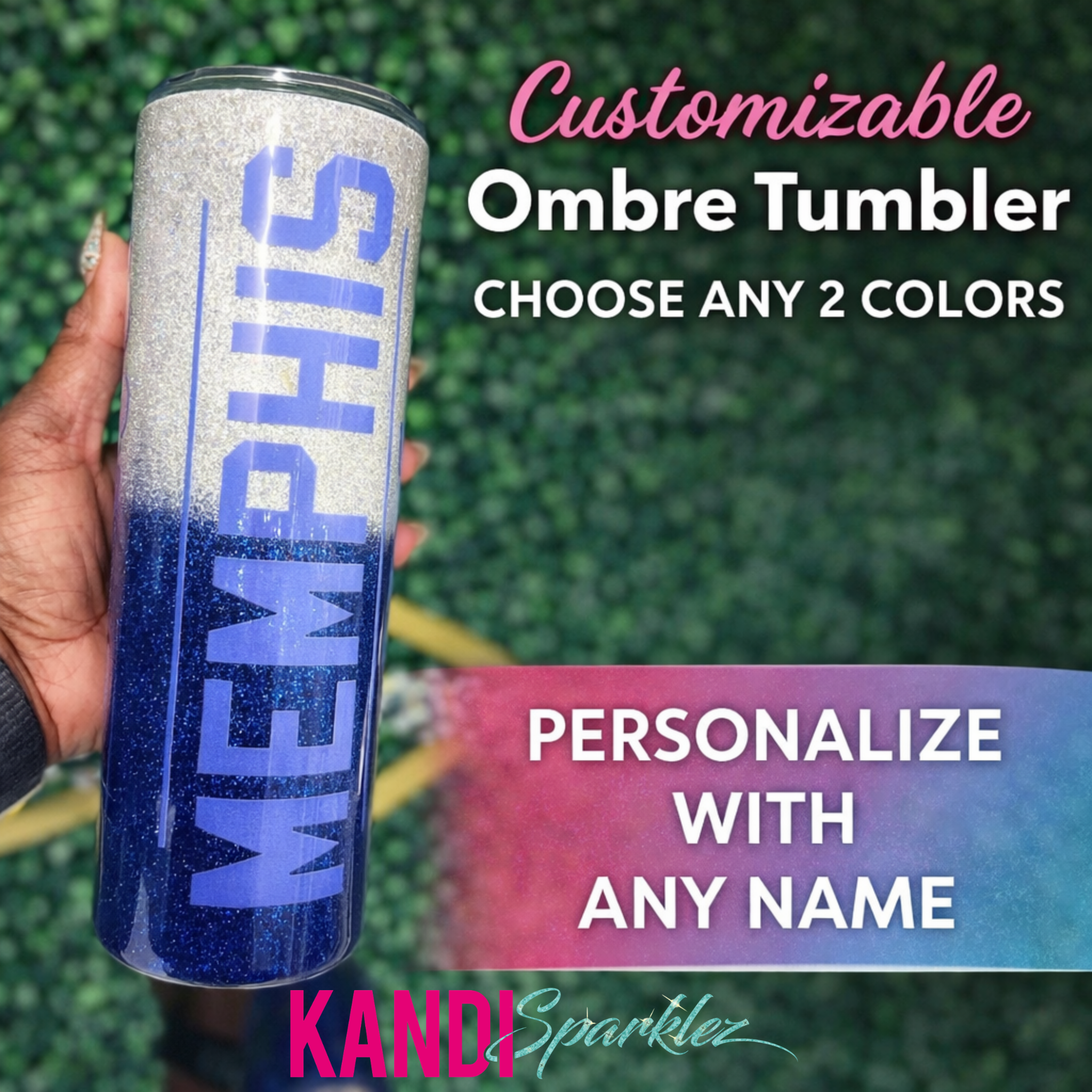 Customized Ombre Glitter Tumbler