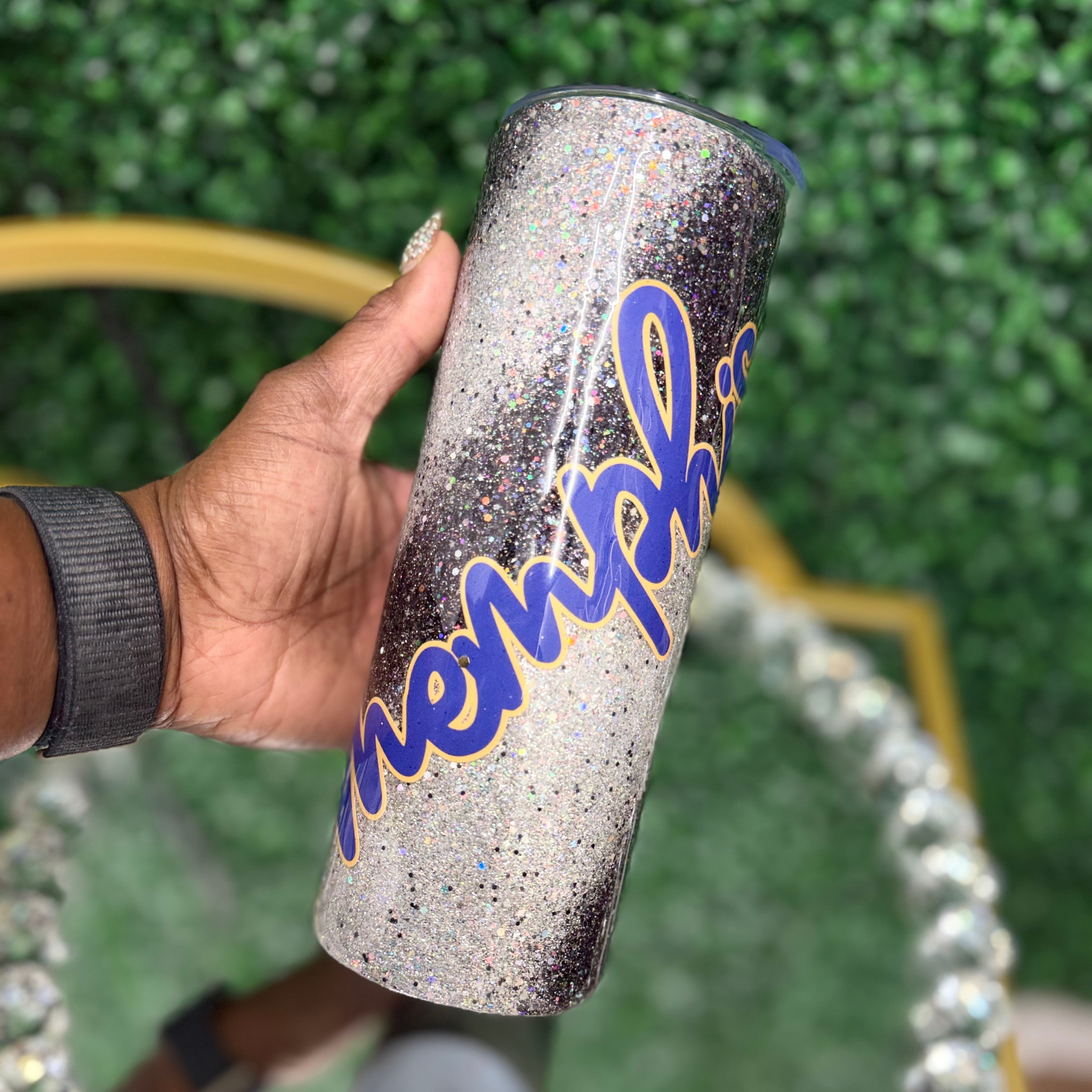 Customized Swirl Glitter Tumbler