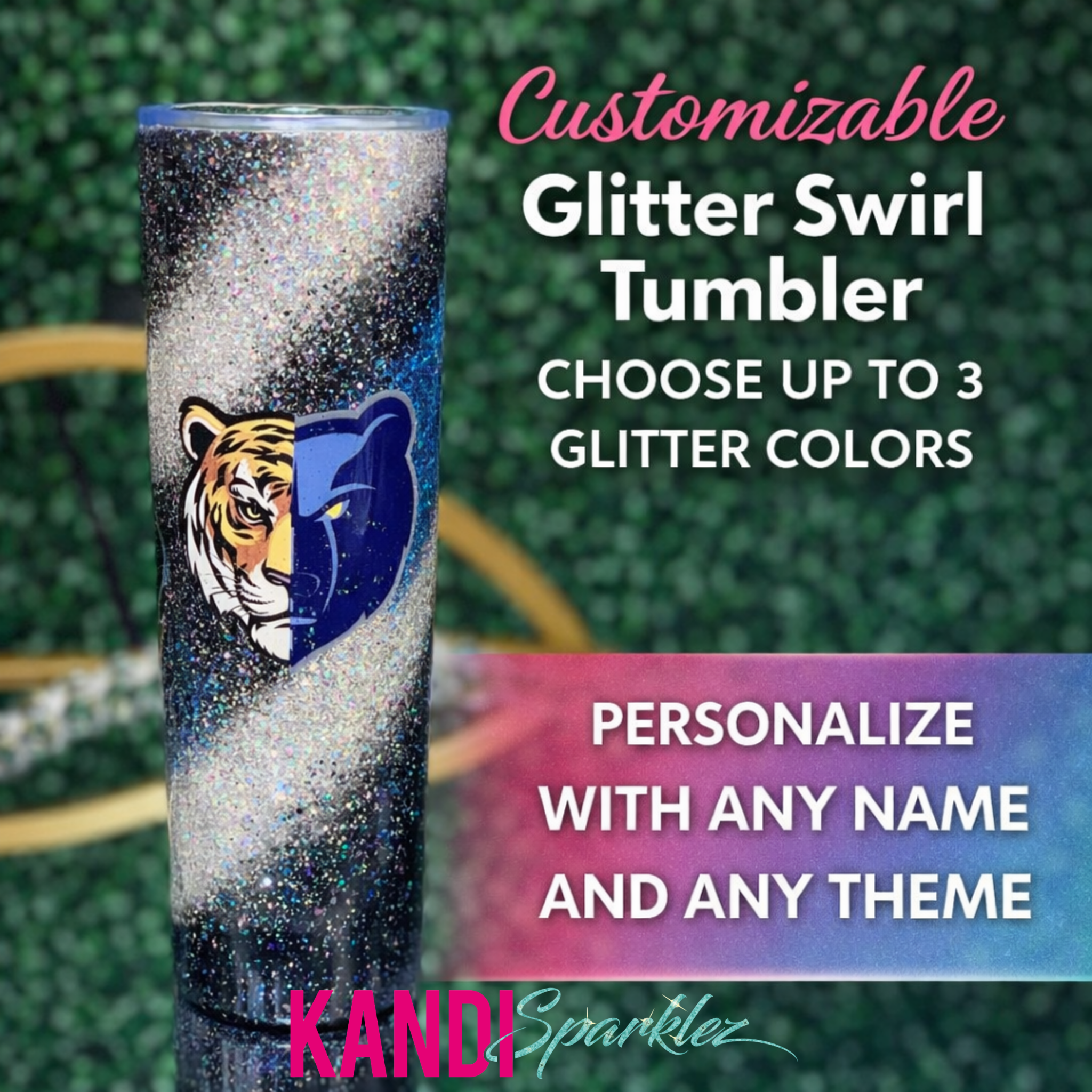 Customized Swirl Glitter Tumbler