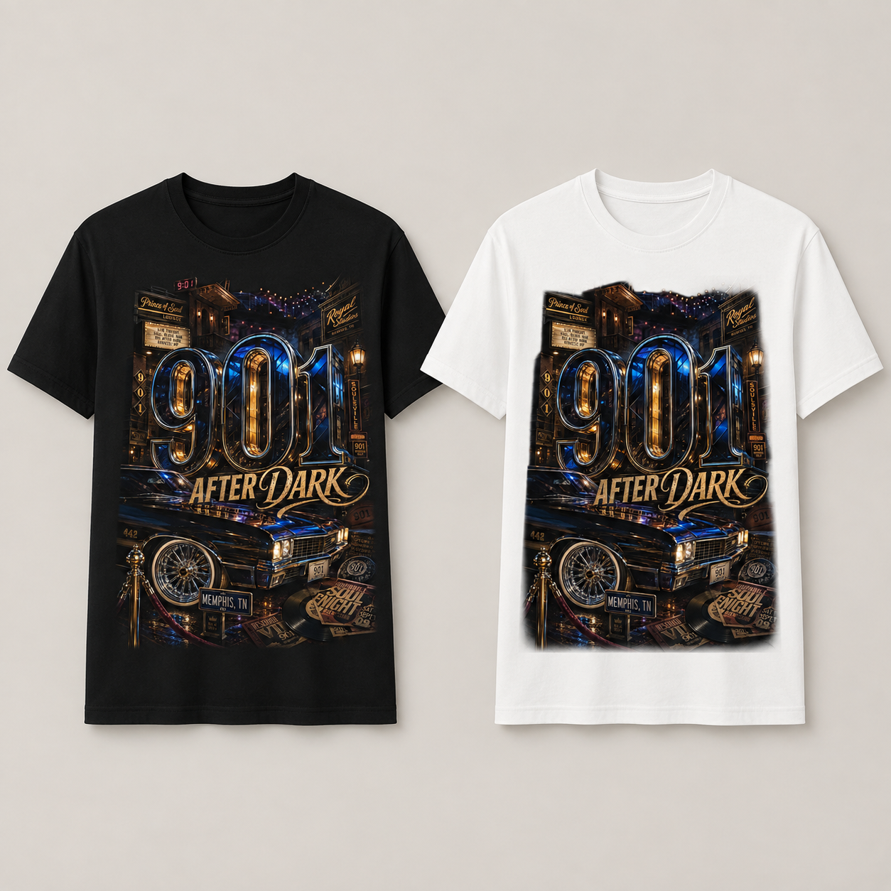 901 After Dark Graphic Tee in black and white
