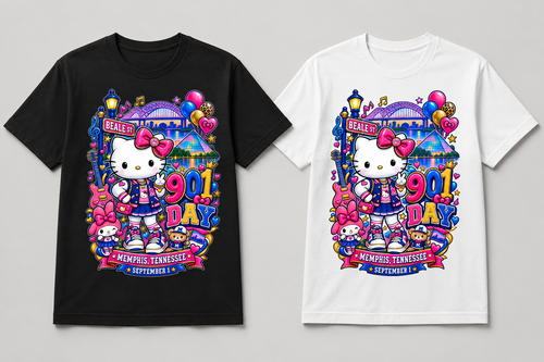 901 Day Kawaii Friends Tee in black and white