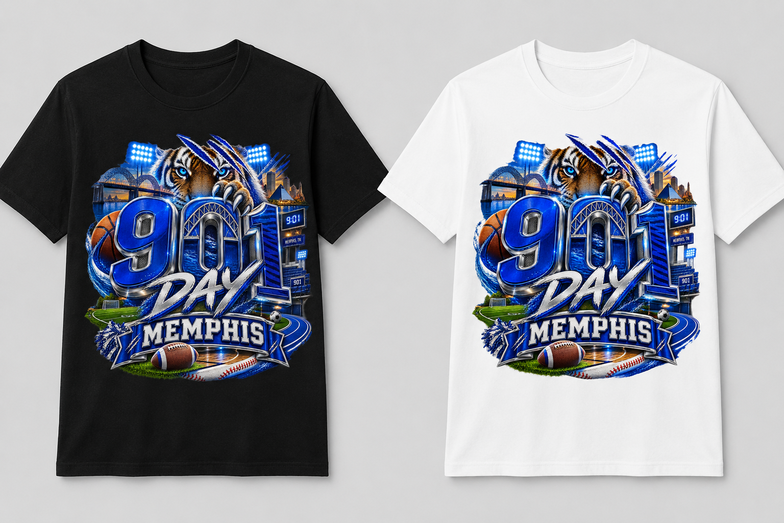 901 Day Memphis Spirit Graphic Tee in black and white