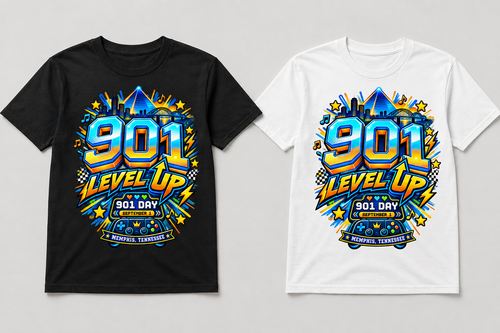 901 Level Up Youth Graphic Tee in black and white