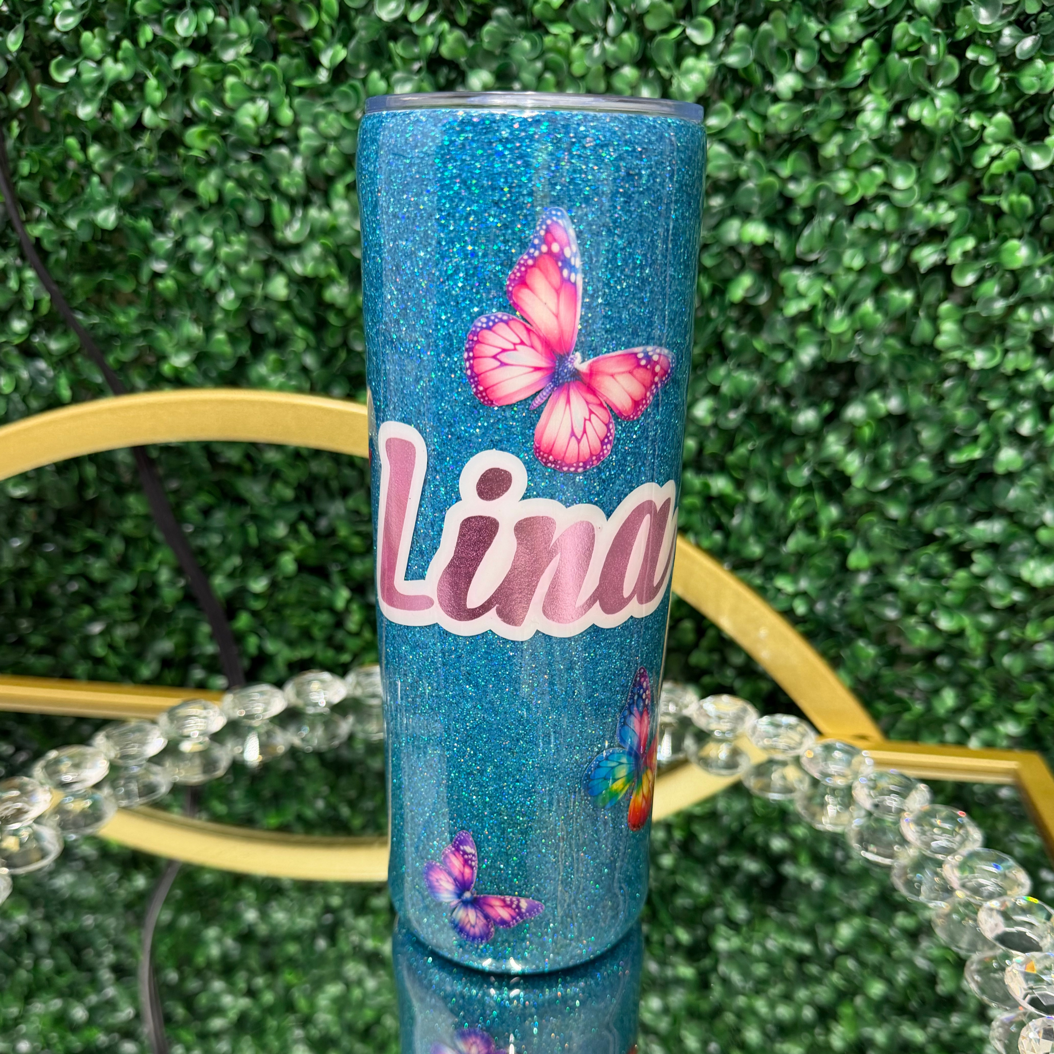 Customized Single Color Glitter Tumbler