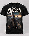 Chosen for a Higher Purpose graphic tee on a solid black shirt