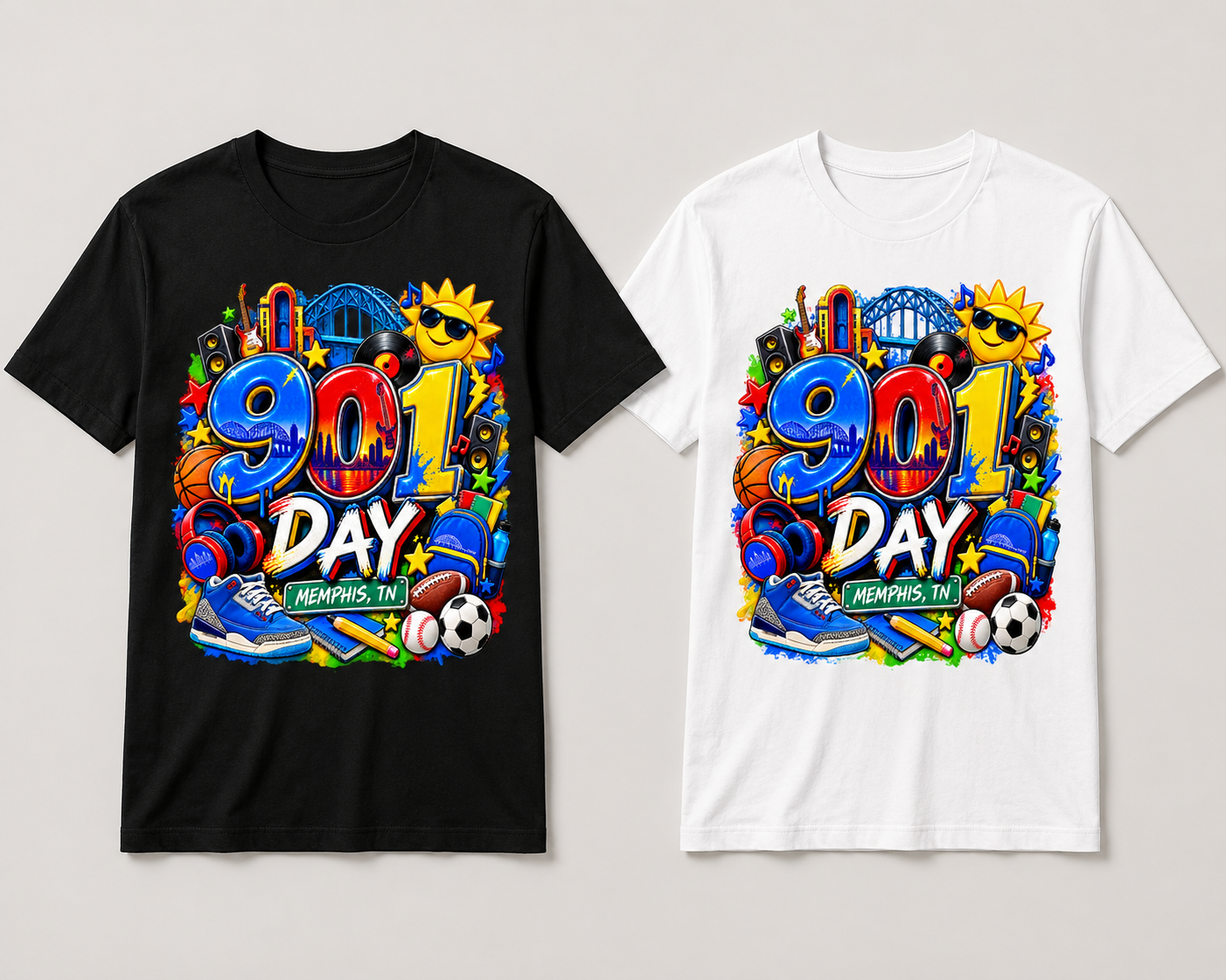 Colorful Youth 901 Day Graphic Tee in black and white