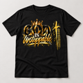 God Is Unstoppable Gold Graphic Tee on black tee