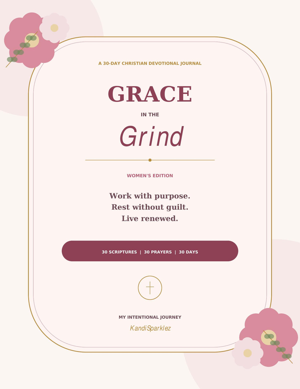 Grace in the Grind Women's Edition 30-Day Christian Devotional Journal image-free floral cover