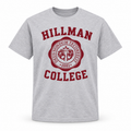 Hillman College gray T-shirt with burgundy design