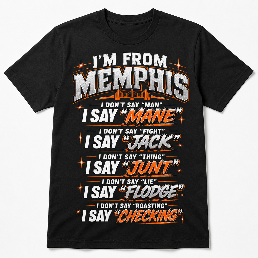 I’m From Memphis Orange Edition graphic T-shirt shown in black