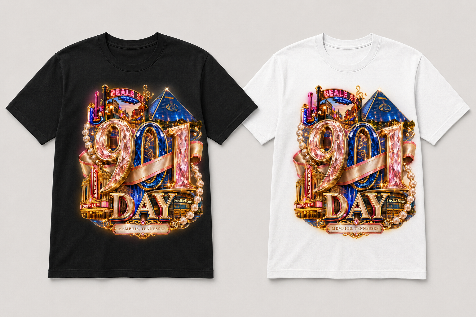 Luxury 901 Day Memphis Graphic Tee in black and white