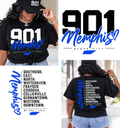 Black Memphis 901 Bluff City Tee front and back mockup