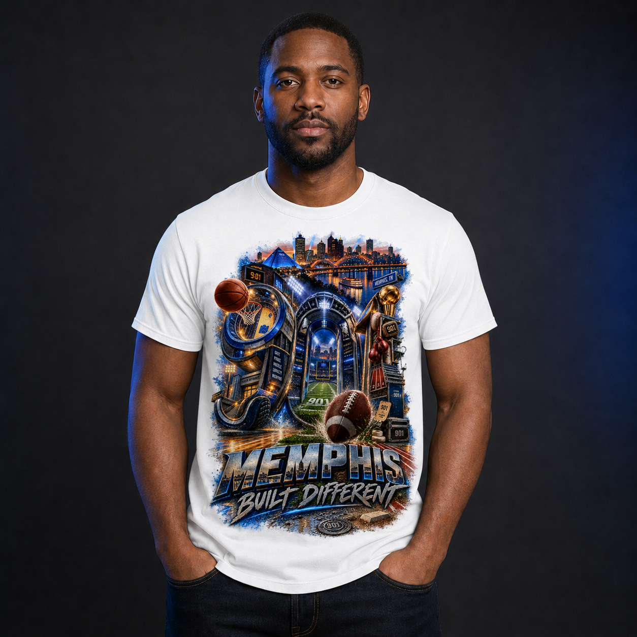Memphis Built Different Tee in white
