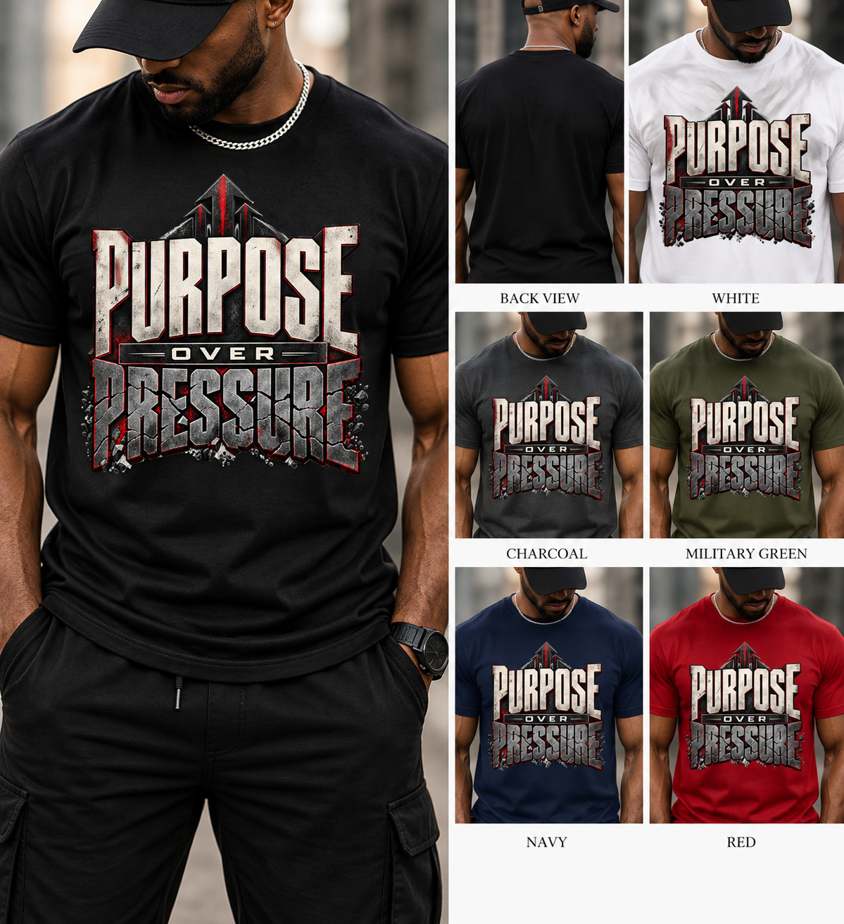 Purpose Over Pressure Tee product mockup